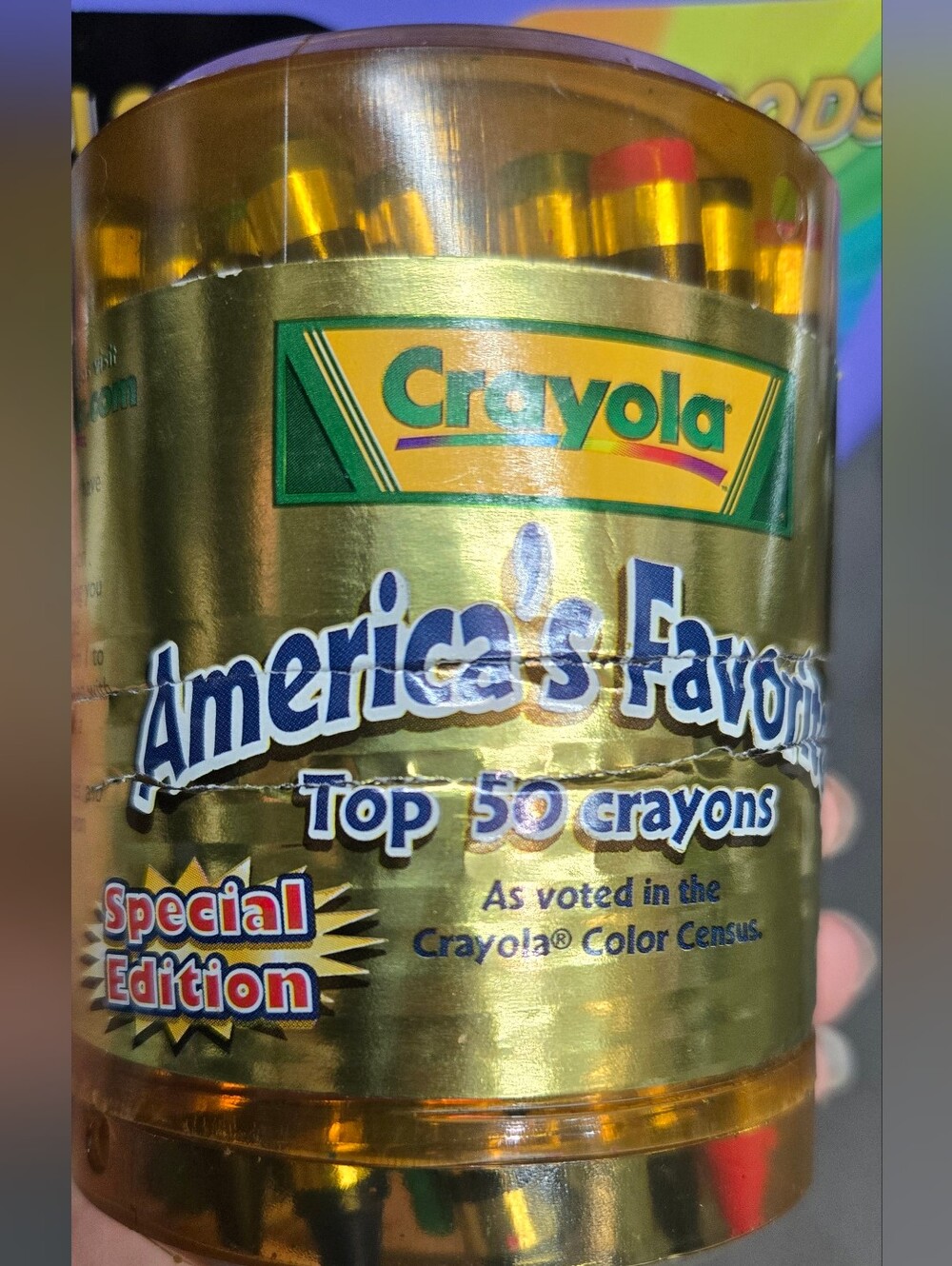 Vintage CRAYOLA America's Favorite Top 50 Crayons Special Edition 2001 Screw Top